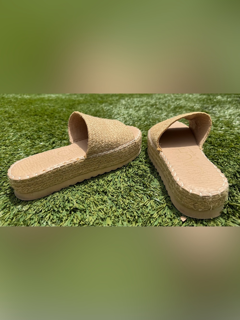 Never worn Woven Slide Sandals in Natural Tan - Picture 3 of 7